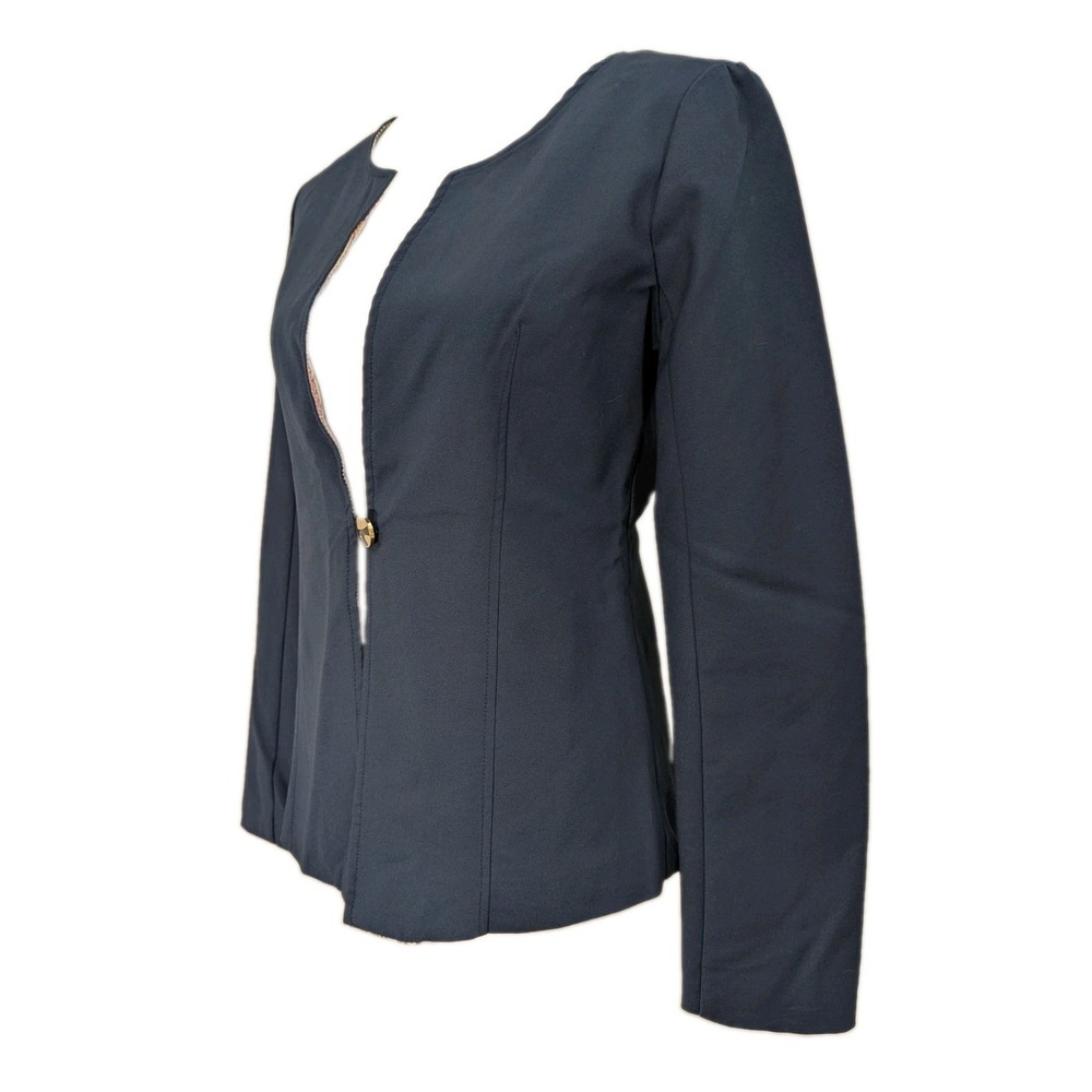 Against Nudity Navy Blue with Colorful Lining Blazer Women's Size XS - Picture 2 of 8